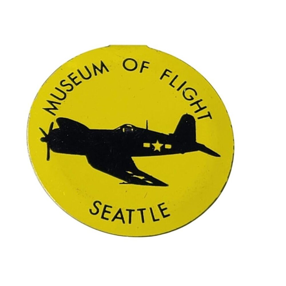 Vintage Museum of Flight Seattle Washington Yellow Pull Tab Pin Button